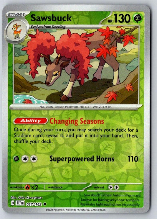 Sawsbuck 017/162 Uncommon Temporal Forces Pokemon Near Mint