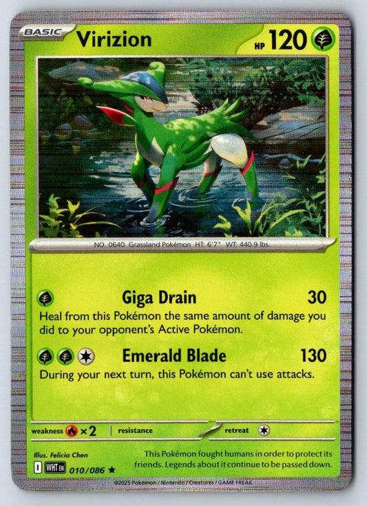 Virizion 010/086 Holo Rare White Flare Pokemon Near Mint
