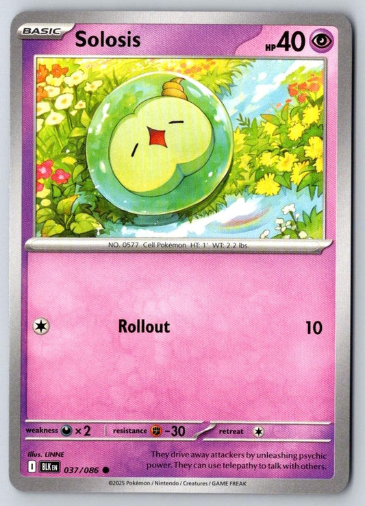 Solosis 037/086 Common Black Bolt Pokemon Near Mint