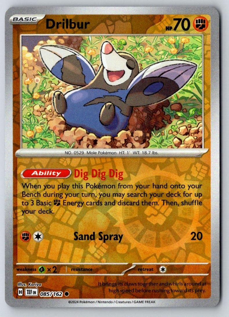 Drilbur 085/162 Common Temporal Forces Pokemon Near Mint