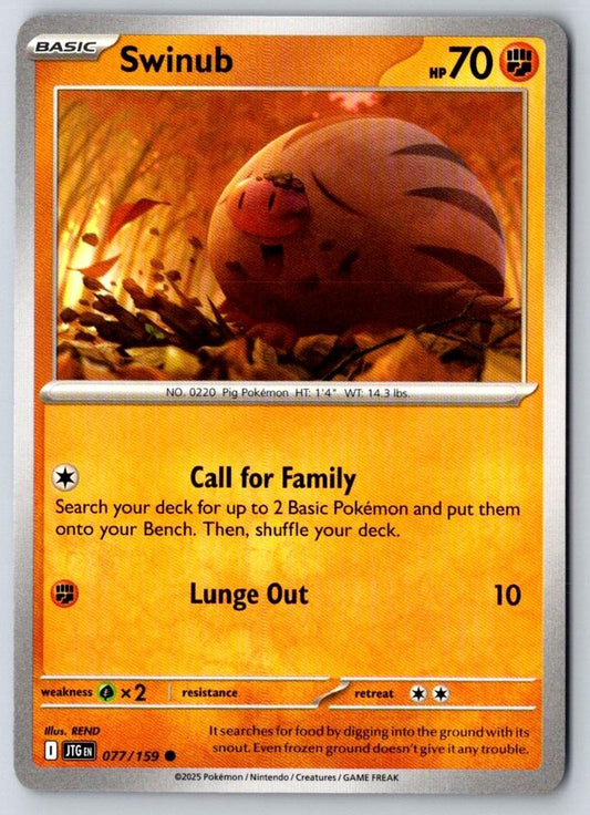 Swinub 077/159 Common Journey Together Pokemon Near Mint