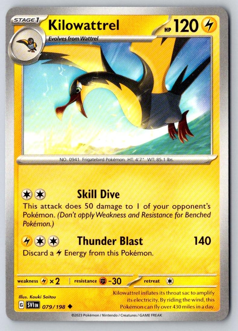Kilowattrel 079/198 Uncommon Scarlet & Violet Pokemon Near Mint