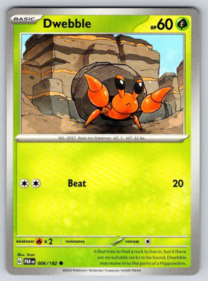 Dwebble 006/182 Common Paradox Rift Pokemon Near Mint