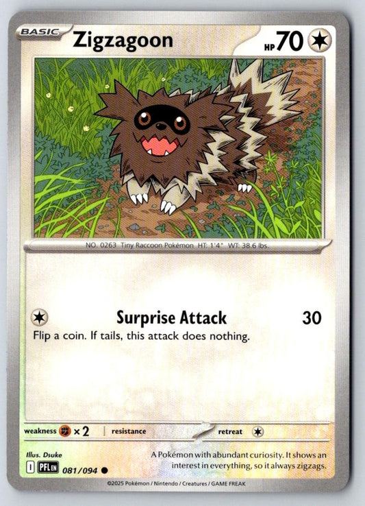 Zigzagoon 081/094 Common Phantasmal Flames Pokemon Near Mint
