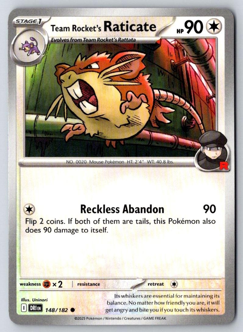 Team Rocket's Raticate 148/182 Common Destined Rivals Pokemon Near Mint