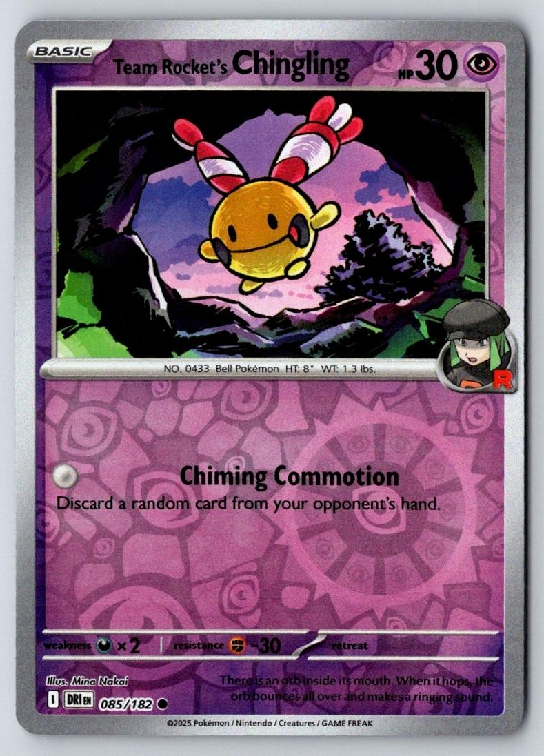 Team Rocket's Chingling 085/182 Common Destined Rivals Pokemon Near Mint