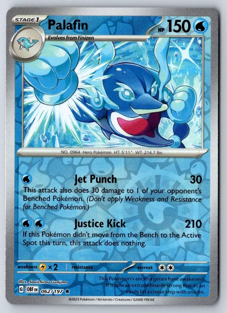 Palafin 062/197 Rare Obsidian Flames Pokemon Holo Near Mint
