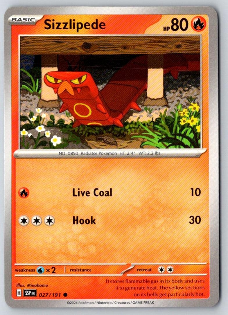 Sizzlipede 027/191 Common Surging Sparks Pokemon Near Mint