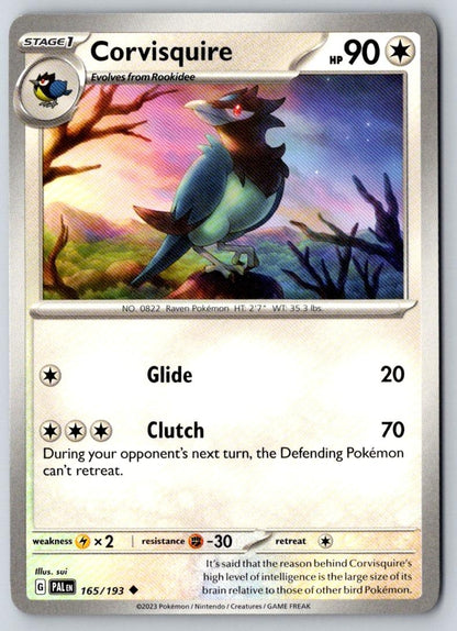 Corvisquire 165/193 Uncommon Paldea Evolved Pokemon Near Mint