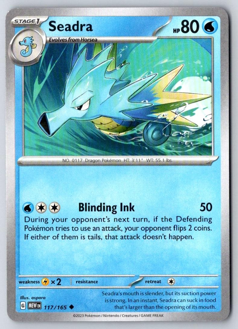 Seadra 117/165 Uncommon 151 Pokemon Near Mint