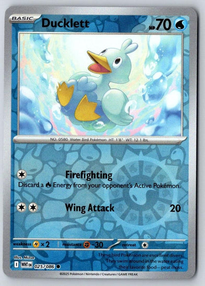 Ducklett 025/086 Common White Flare Pokemon Reverse Holo Near Mint