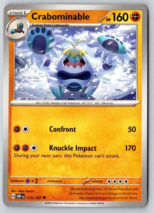 Crabominable 115/197 Uncommon Obsidian Flames Pokemon Near Mint