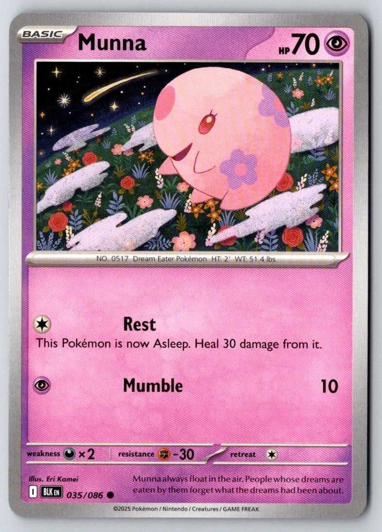 Munna 035/086 Common Black Bolt Pokemon Near Mint