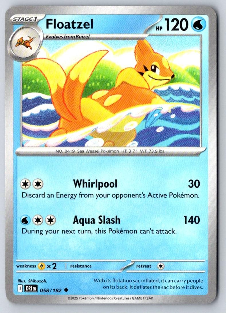 Floatzel 058/182 Uncommon Destined Rivals Pokemon Near Mint