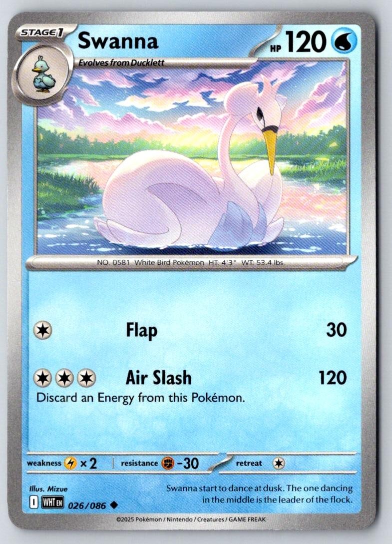 Swanna 026/086 Uncommon White Flare Pokemon Near Mint