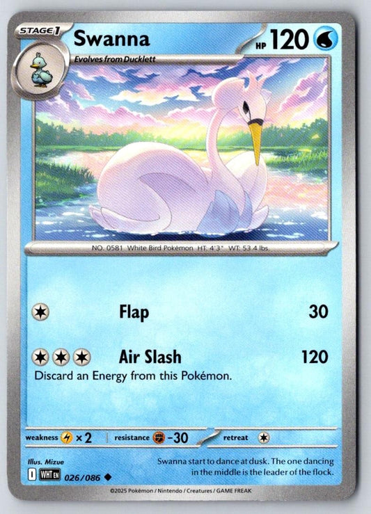 Swanna 026/086 Uncommon White Flare Pokemon Near Mint