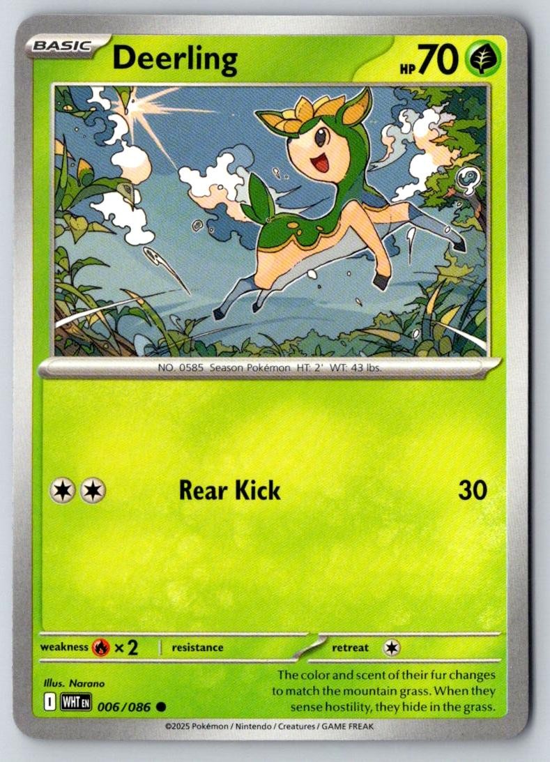 Deerling 006/086 Common White Flare Pokemon Near Mint