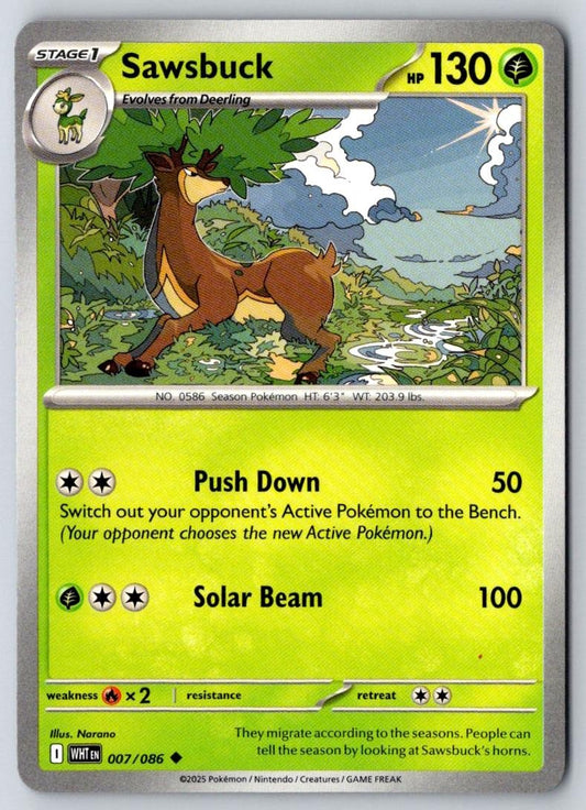 Sawsbuck 007/086 Uncommon White Flare Pokemon Near Mint