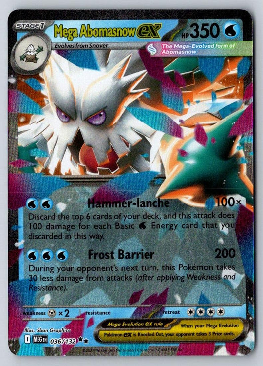 Mega Abomasnow ex 036/132 Double Rare Mega Evolution Pokemon Near Mint