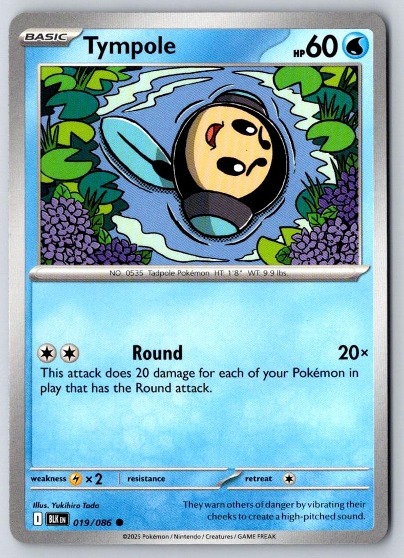 Tympole 019/086 Common Black Bolt Pokemon Near Mint