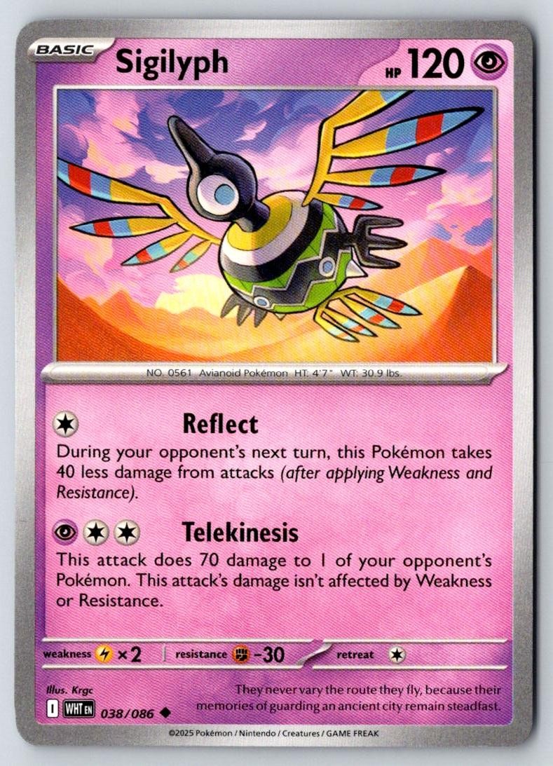 Sigilyph 038/086 Uncommon White Flare Pokemon Near Mint