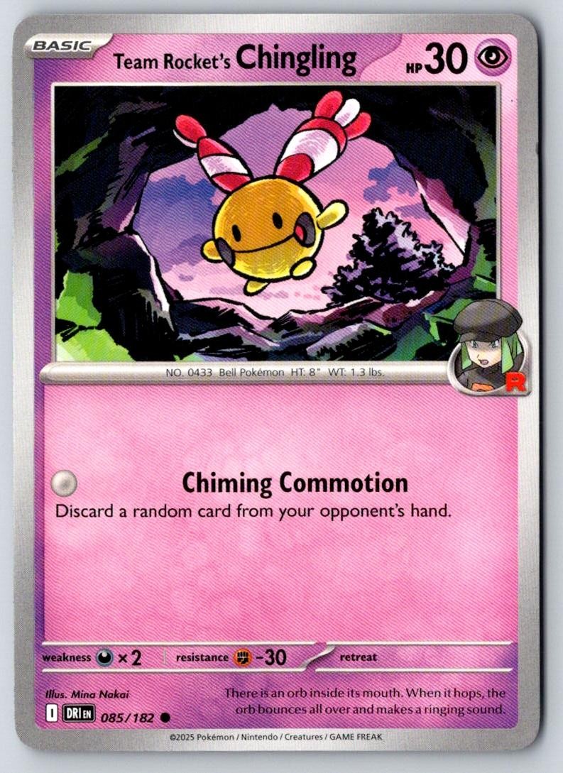 Team Rocket's Chingling 085/182 Common Destined Rivals Pokemon Near Mint