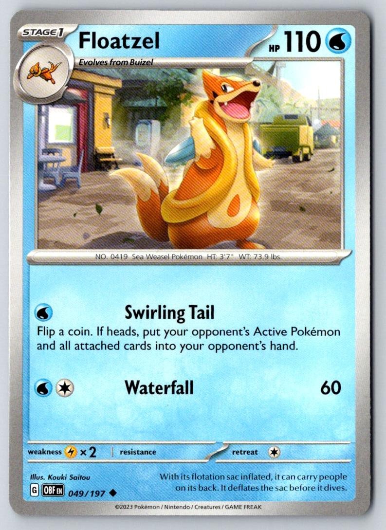 Floatzel 049/197 Uncommon Obsidian Flames Pokemon Near Mint