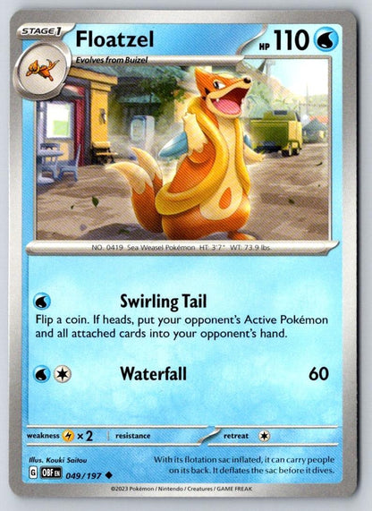 Floatzel 049/197 Uncommon Obsidian Flames Pokemon Near Mint