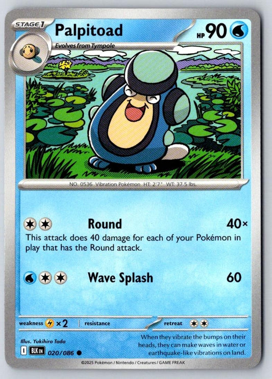 Palpitoad 020/086 Common Black Bolt Pokemon Near Mint