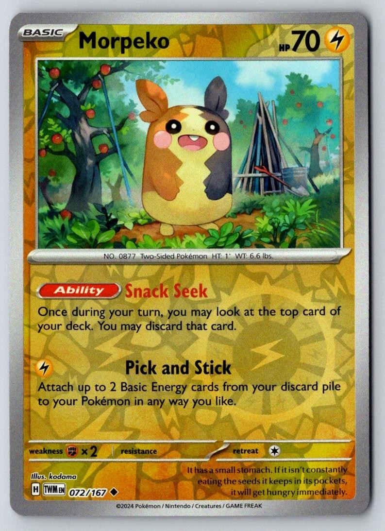 Morpeko 072/167 Uncommon Twilight Masquerade Pokemon Near Mint