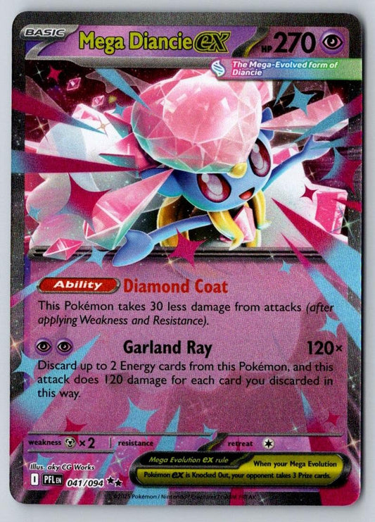 Mega Diancie ex 041/094 Double Rare Phantasmal Flames Pokemon Holo Near Mint