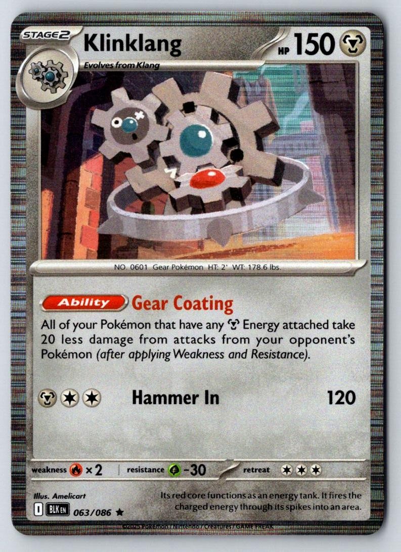 Klinklang 063/086 Holo Rare Black Bolt Pokemon Near Mint