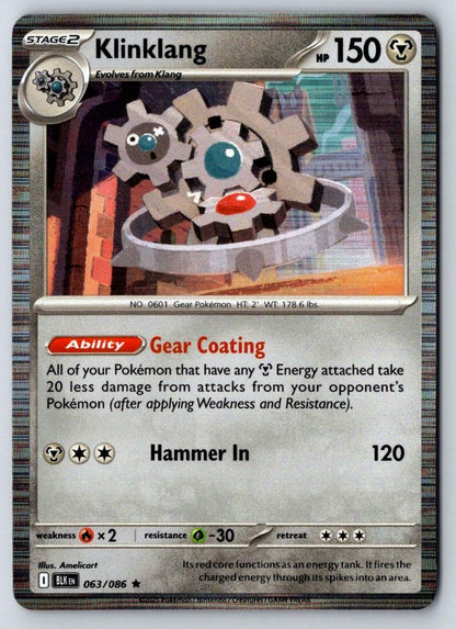 Klinklang 063/086 Holo Rare Black Bolt Pokemon Near Mint