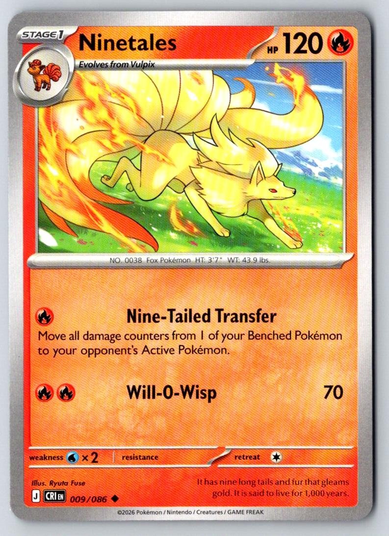 Ninetales 009/086 Uncommon Chaos Rising Pokemon Near Mint