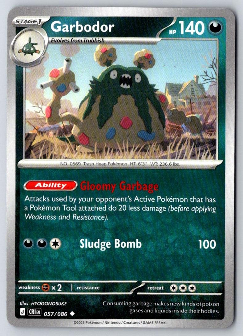 Garbodor 057/086 Uncommon Chaos Rising Pokemon Near Mint