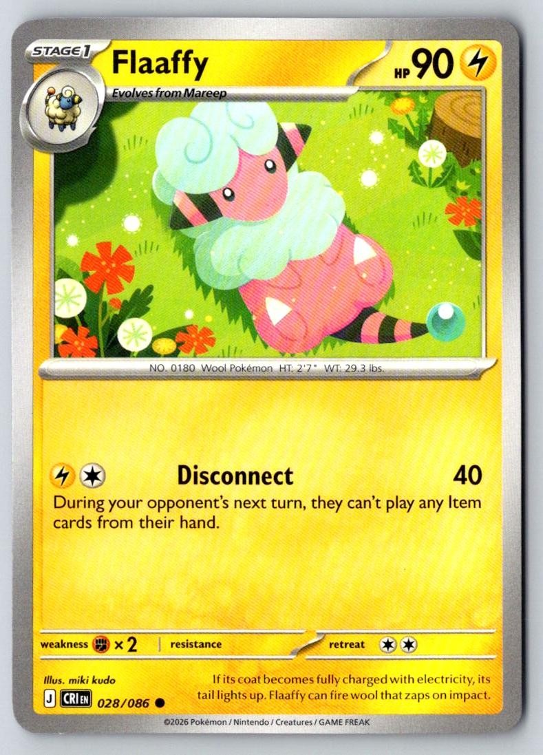 Flaaffy 028/086 Common Chaos Rising Pokemon Near Mint