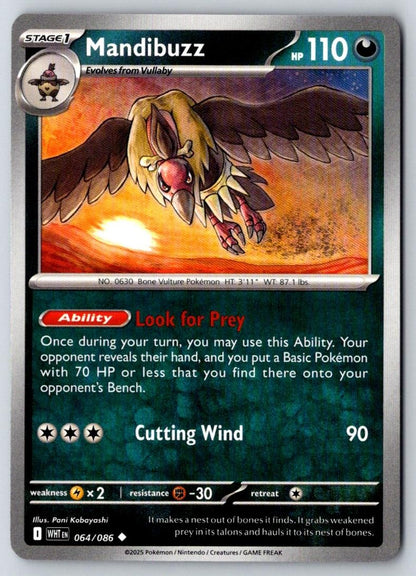 Mandibuzz 064/086 Uncommon White Flare Pokemon Reverse Holo Near Mint