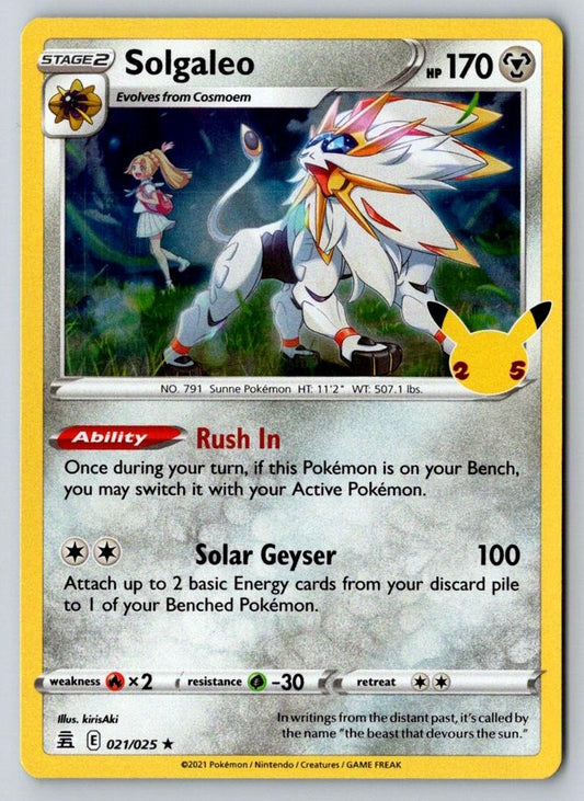 Solgaleo 021/025 Holo Rare Celebrations Pokemon Holo Near Mint