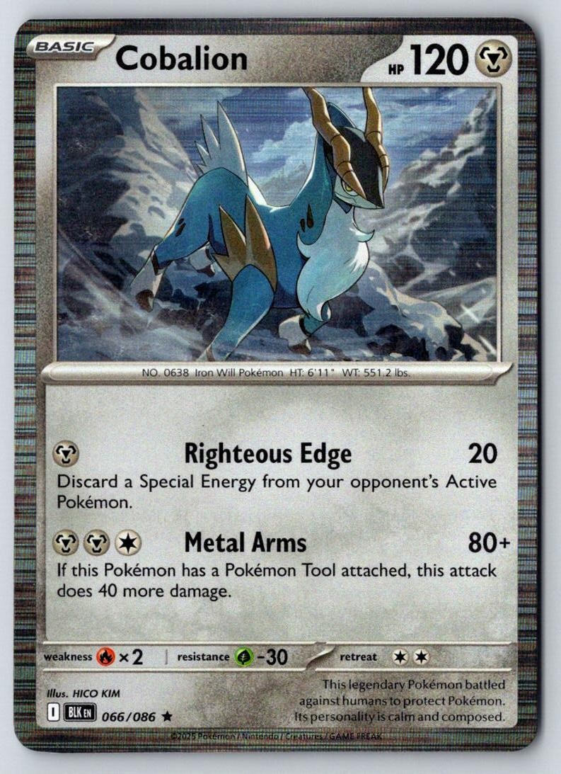 Cobalion 066/086 Holo Rare Black Bolt Pokemon Near Mint