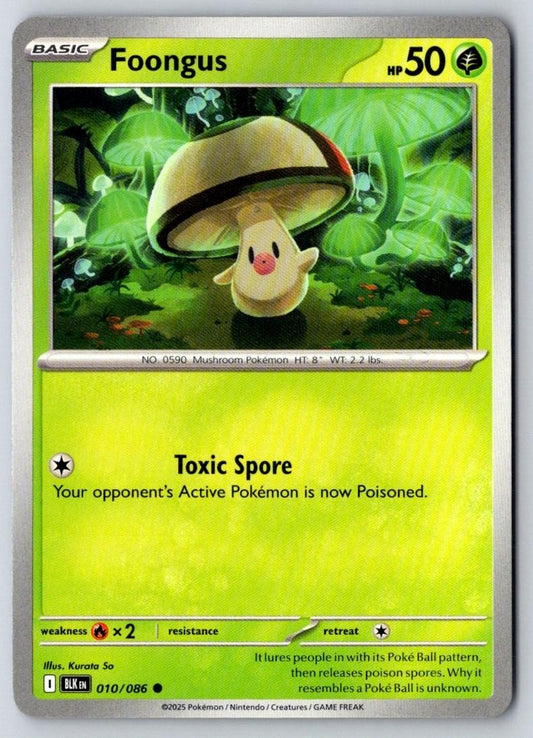 Foongus 010/086 Common Black Bolt Pokemon Near Mint