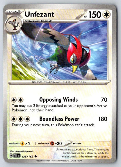 Unfezant 135/162 Uncommon Temporal Forces Pokemon Near Mint
