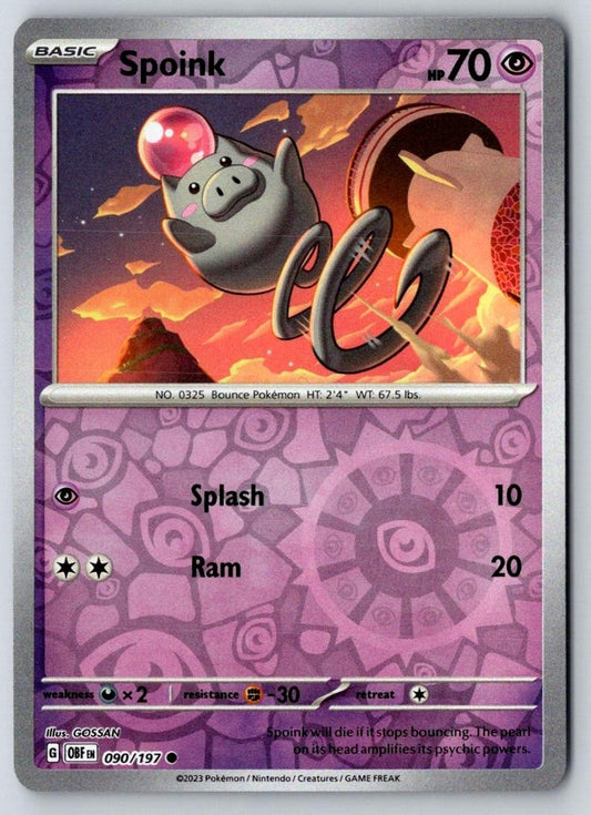 Spoink 090/197 Common Obsidian Flames Pokemon Near Mint