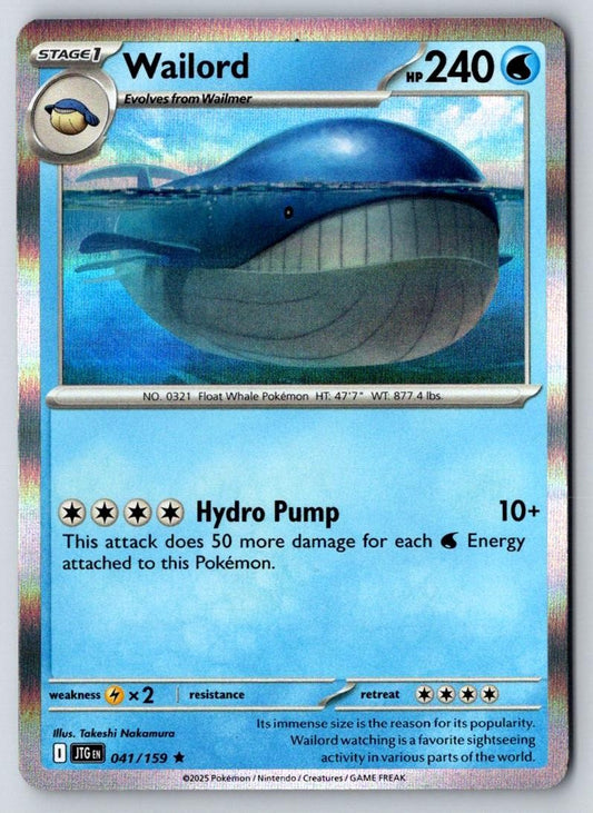 Wailord 041/159 Rare Journey Together Pokemon Holo Near Mint
