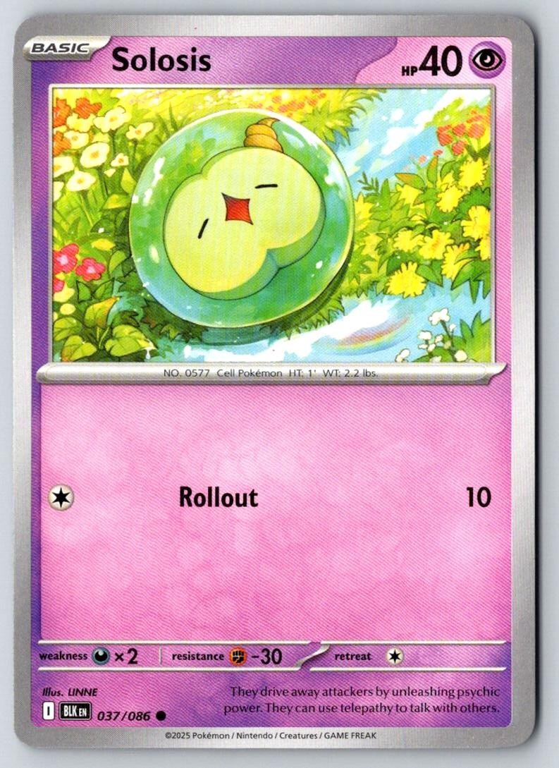 Solosis 037/086 Common Black Bolt Pokemon Near Mint