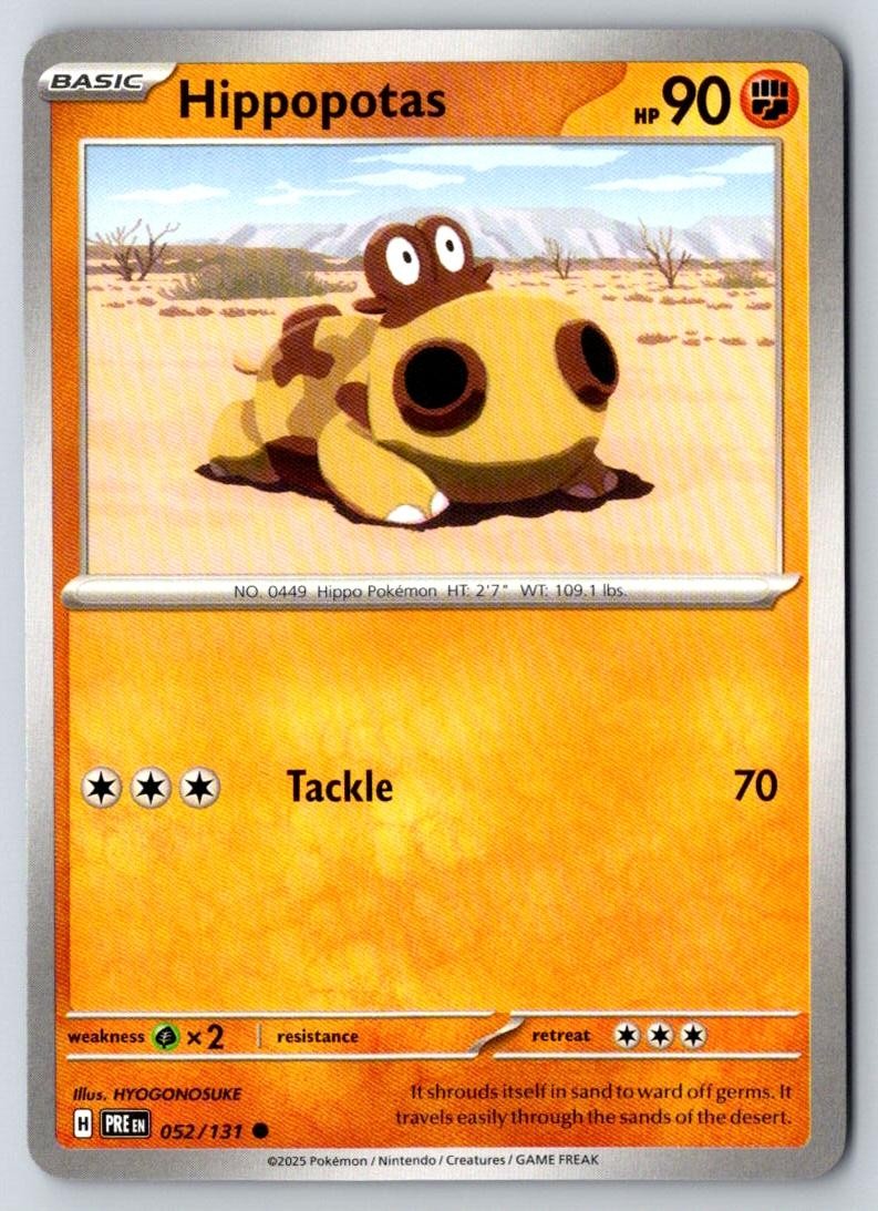 Hippopotas 052/131 Common Prismatic Evolutions Pokemon Near Mint