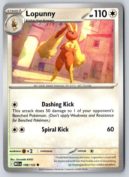 Lopunny 108/132 Common Mega Evolution Pokemon Near Mint