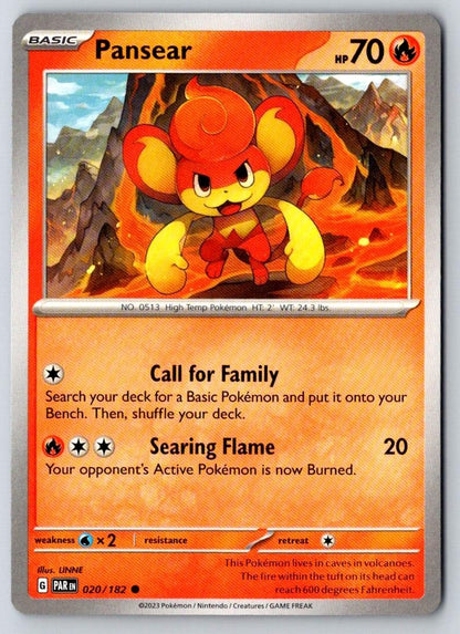Pansear 020/182 Common Paradox Rift Pokemon Near Mint