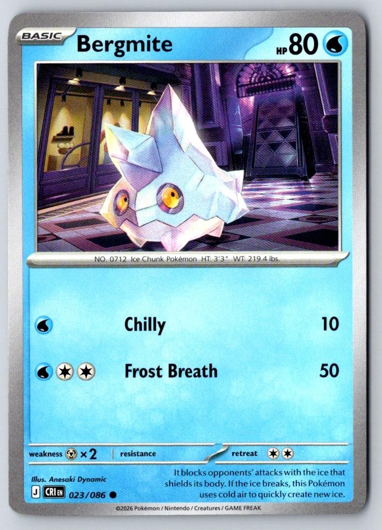 Bergmite 023/086 Common Chaos Rising Pokemon Near Mint