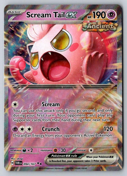 Scream Tail ex 094/167 Double Rare Twilight Masquerade Pokemon Near Mint