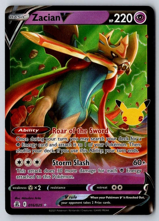Zacian V 016/025 Holo V Rare Celebrations Pokemon Holo Near Mint